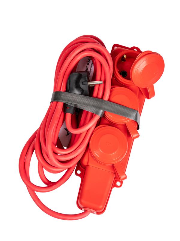 удлинитель на каучуковой колодке 3х5м 16а ip44 250в 4квт каучук кг 3х2.5 красн. ухз16 россия космос yksm5m-3g(16a)kg-r от BTSprom.by