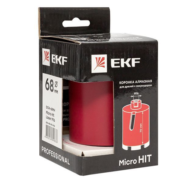  Коронка алмазная для дрелей с микроударом DCH-68MH Micro Hit Laser M16 Professional EKF dch-68-mh-m16 фото в каталоге от BTSprom.by