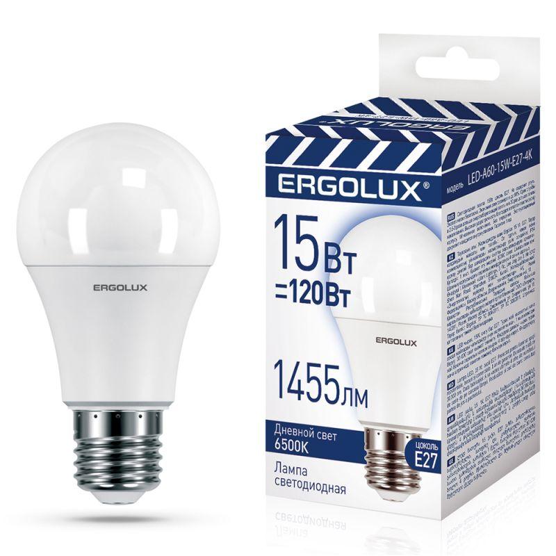 лампа светодиодная led-a60-15w-e27-6k лон 15вт е27 6500к 220-240в промо ergolux 14784 от BTSprom.by