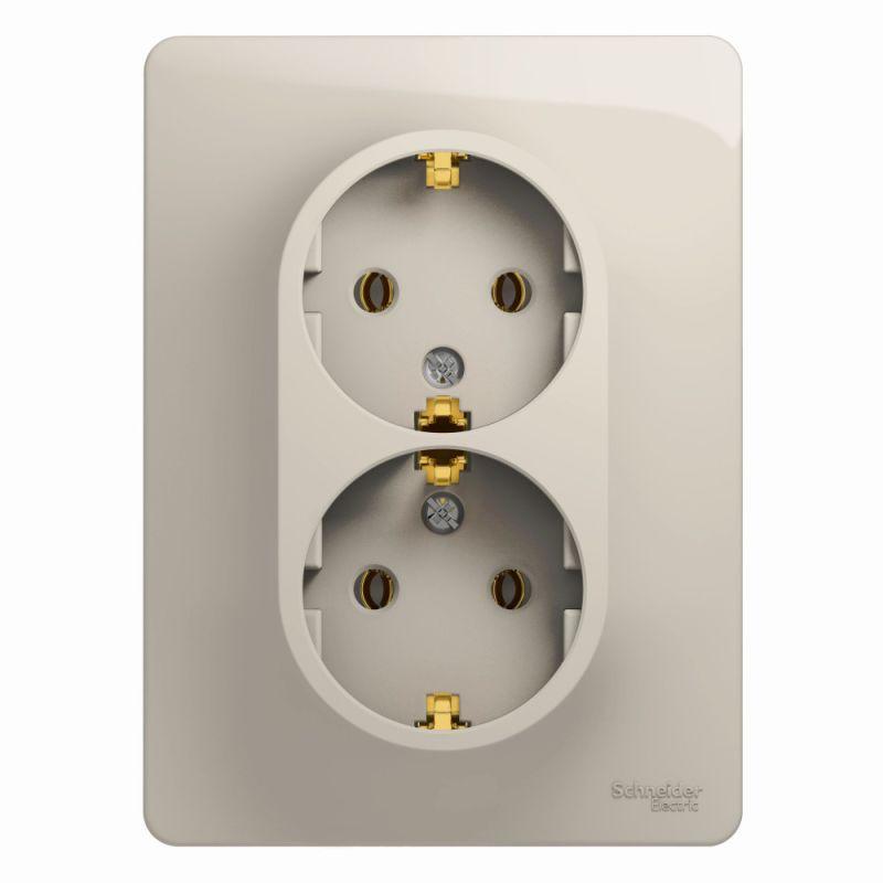 розетка 2-м сп glossa 16а ip20 250в с заземл. в сборе молоч. se gsl000924 от BTSprom.by