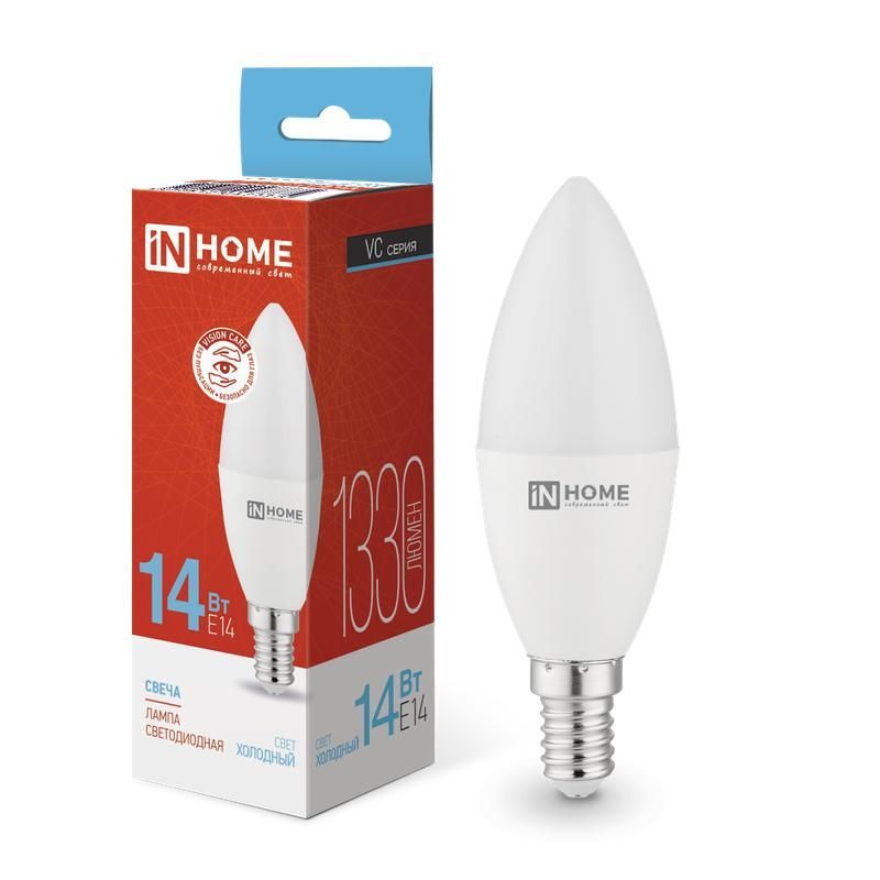 лампа светодиодная led-свеча-vc 14вт e14 6500к 1330лм in home 4690612047775 от BTSprom.by