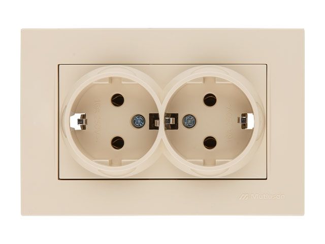 розетка 2-ая (скрытая,с/з) кремовая,, rita, mutlusan (16 a, 250 v, ip 20) 2220 202 0202 от BTSprom.by