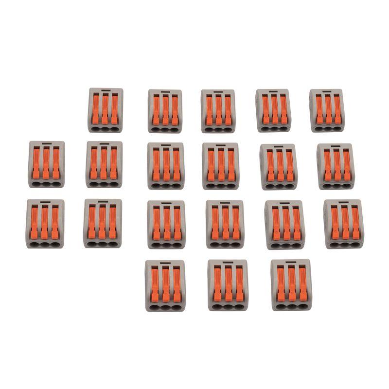  Клемма соединительная многоразовая 3-проводная (0.08-4кв.мм) сер. (уп.20шт) Rexant 07-5253-4-20 фото в каталоге от BTSprom.by