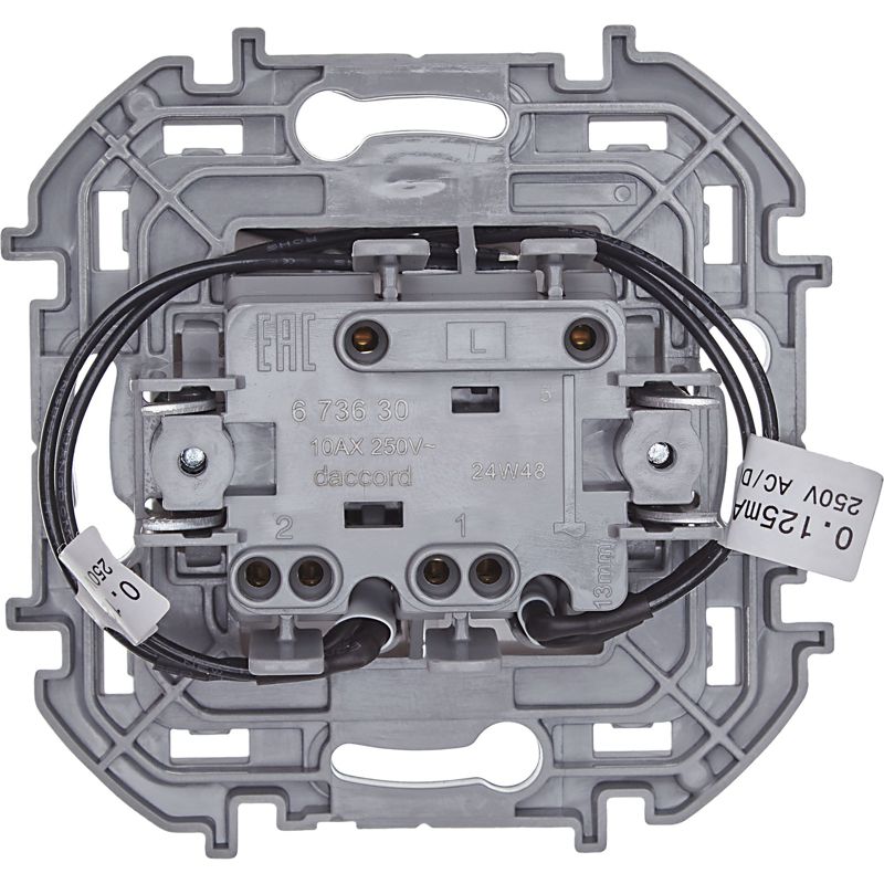  Выключатель 2-кл. Inspiria 10А IP20 250В 10AX с подсветкой/индикацией механизм бел. IEK 673630 фото в каталоге от BTSprom.by