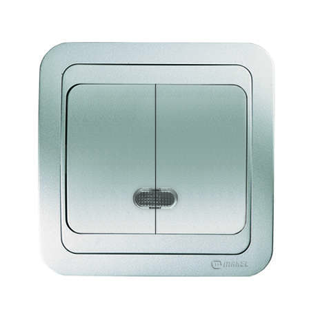 выключатель 2-кл. сп mimoza n 10а ip20 с подсветкой серебр./серебр. makel 26623 от BTSprom.by