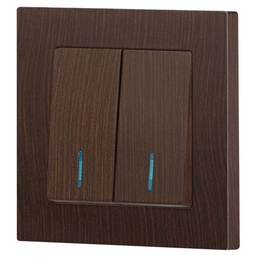  Выключатель 2-кл. СП Accent 6-105-10 10А IP20 250В с подсветкой AL/CU венге Intro Б0063527 фото в каталоге от BTSprom.by