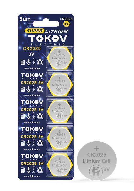 элемент питания литиевый cr2025 таблетка (блистер 5шт) tokov electric tke-li-cr2025/b5 от BTSprom.by