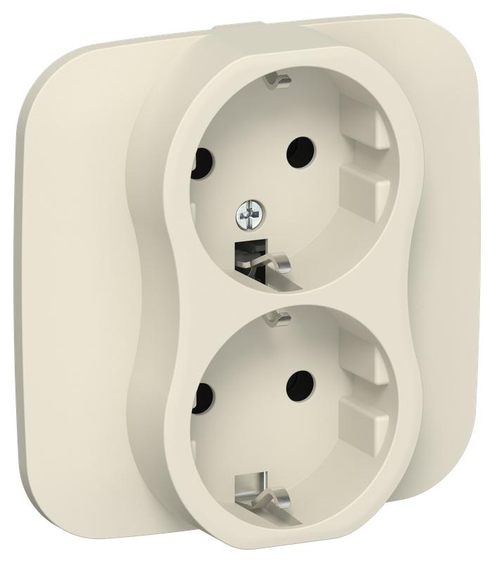 розетка 2-м сп flite рс12-0-а-флсл 16а с заземл. без защ. шторок в сборе механизм сливочный iek fi-r21a-16-k86 от BTSprom.by