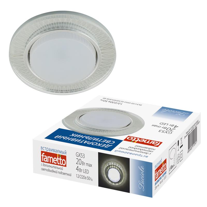 светильник точечный декоративный dls-l155 gx53 glassy/clear 3d gu5.3 встраив. доп. светодиод. подсветка 4вт без лампы fametto ul-00005320 от BTSprom.by