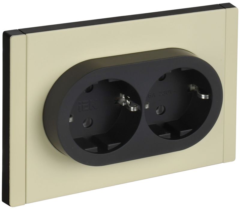 розетка 2-м сп forte&piano fp824m 16а ip20 с заземл. без защ. шторок безвинтовое крепление сл. кость iek fp-r21-16-1-m-k41 от BTSprom.by