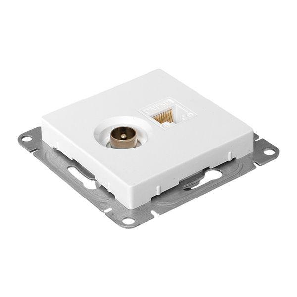  Розетка телевизионная + компьютерная СП Эпика TV + RJ45 кат.5 механизм бел. EKF UP1-SOW-TV+RJ фото в каталоге от BTSprom.by