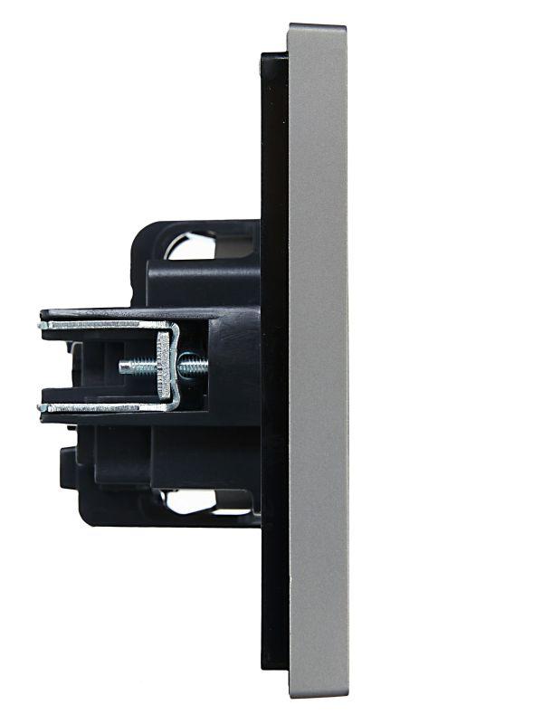  Розетка СП FORTE&PIANO FP515 16А с заземл. защ. шторки винт. крепл. сталь IEK FP-R14-16-K46 фото в каталоге от BTSprom.by