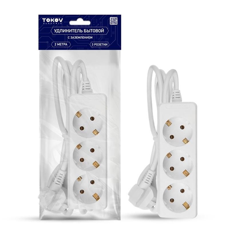 удлинитель 3х2м с заземл. 16а 3х1 tokov electric tke-c01-bu3-2-1-z от BTSprom.by
