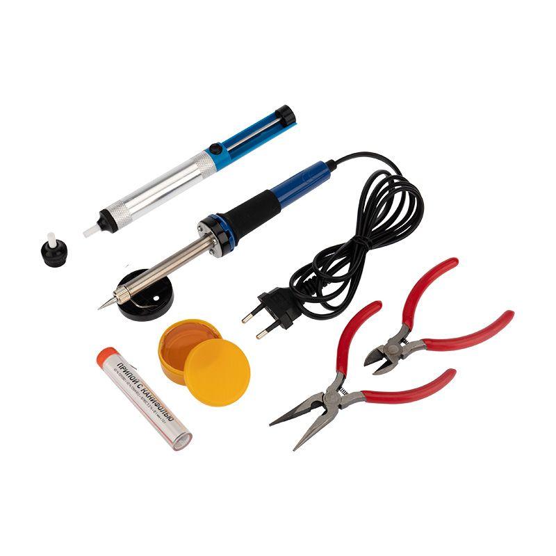  Набор для пайки №13 (паяльник 30Вт подставка губка для удаления припоя канифоль припой) Rexant 12-0166 фото в каталоге от BTSprom.by