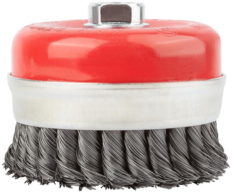  Корщетка-чашка гайка М14 стальная витая проволока с бандажом профи 100мм FIT 39510 фото в каталоге от BTSprom.by