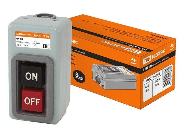 выключатели кнопочные с блокировкой серии вкн-316 3р 16а 230/400в ip40 tdm sq0716-0002 от BTSprom.by