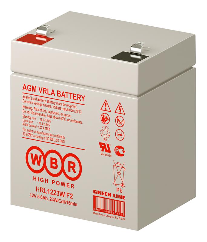  Аккумулятор 12В 5.6А.ч WBR HRL1223W F2 WBR фото в каталоге от BTSprom.by