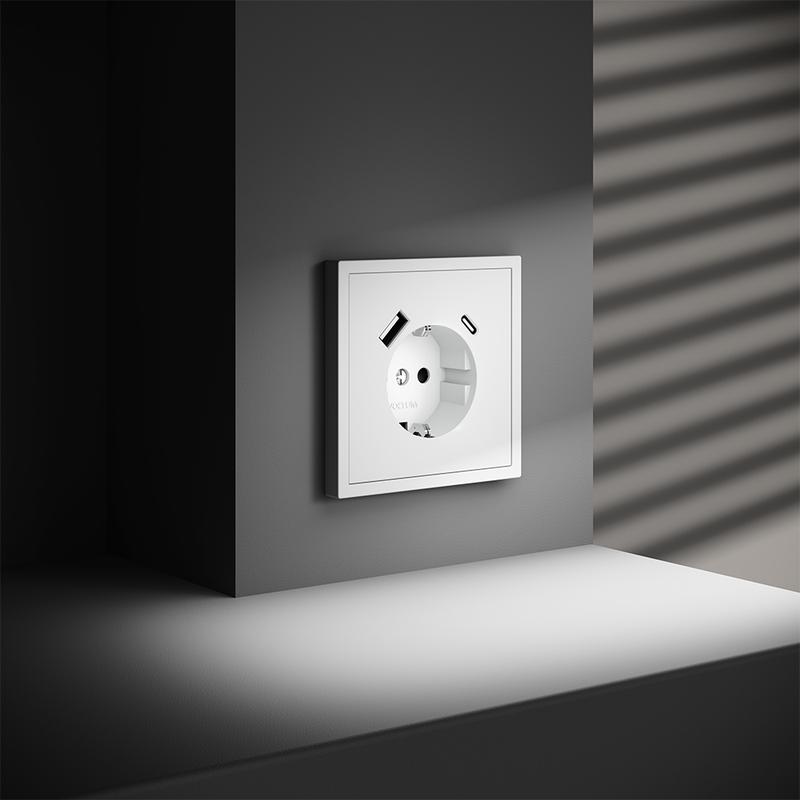  Розетка 1-м СП S70 16А с USB A+С с заземл. защ. шторки механизм бел. матов. Voltum VLS040502 фото в каталоге от BTSprom.by