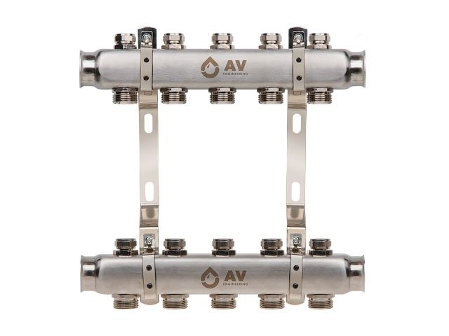 коллекторная группа ave162, 5 вых. av engineering (pro серия для отопления (радиаторы)) ave16200105 от BTSprom.by