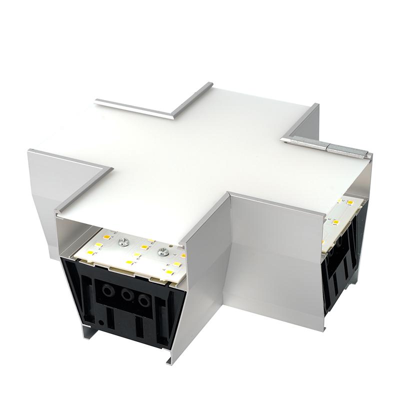 светильник коннектор 6вт 660лм 3000к-4000к-6400к x-образный с ручным переключением режимов серебр. 160х160х70мм возмож. соедин. в линию al4036x retailray feron 51874 от BTSprom.by