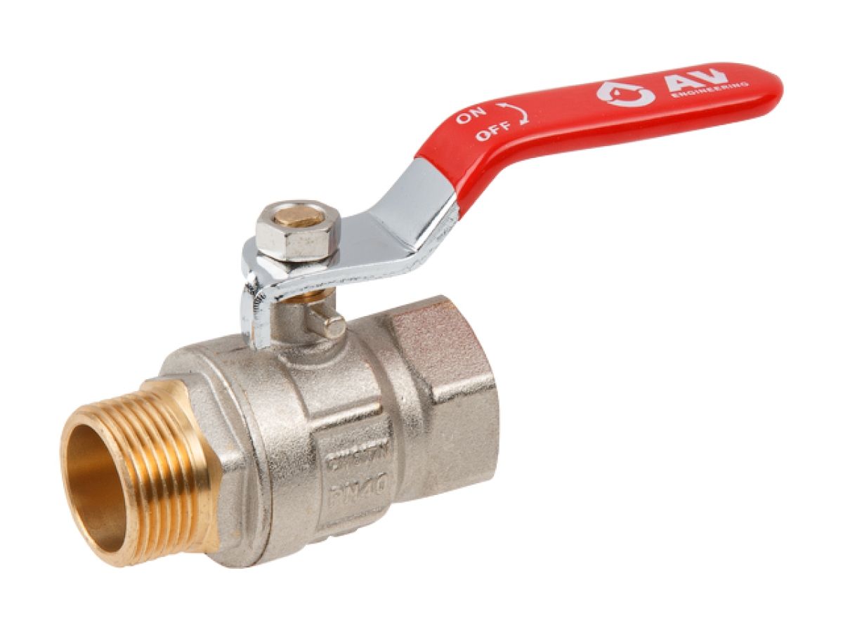 кран шаровый 3/4" нар.-вн. ручка pn40, av engineering (латунь, макс.  40 бар, макс.  110 °с) ave091034 от BTSprom.by