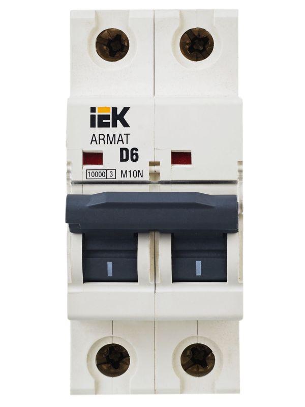  Выключатель автоматический модульный 2п D 6А M10N ARMAT IEK AR-M10N-2-D006 фото в каталоге от BTSprom.by