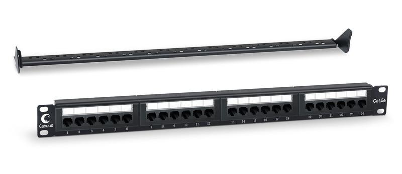 патч-панель 19дюйм 1u 24 порта rj45 кат.5e dual idc pl-24-cat.5e-dual idc с задн. кабельн. организатором cabeus 7000c от BTSprom.by