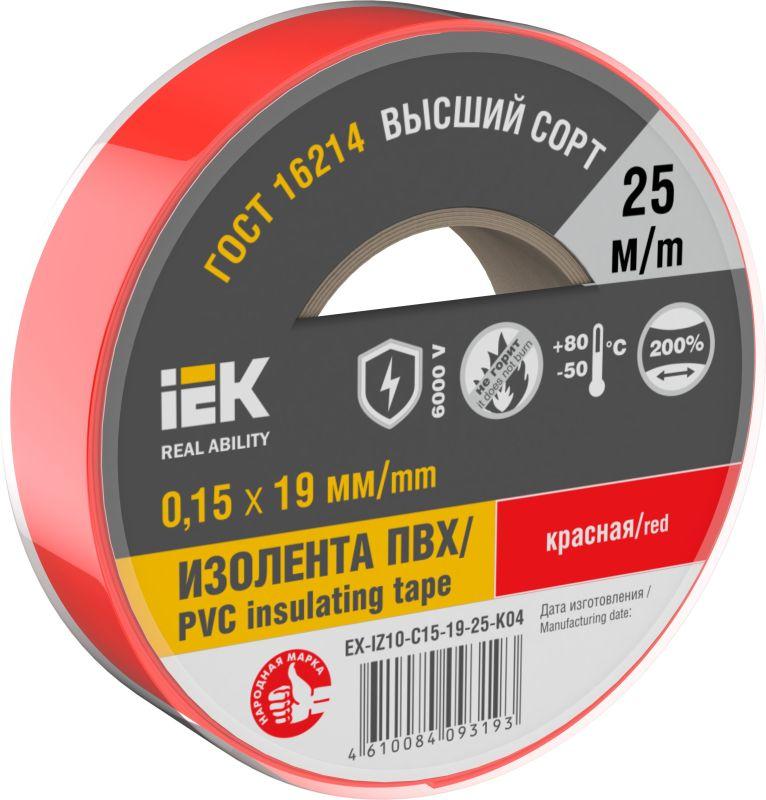 изолента 0.15х19мм (рул.25м) красн. iek ex-iz10-c15-19-25-k04 от BTSprom.by