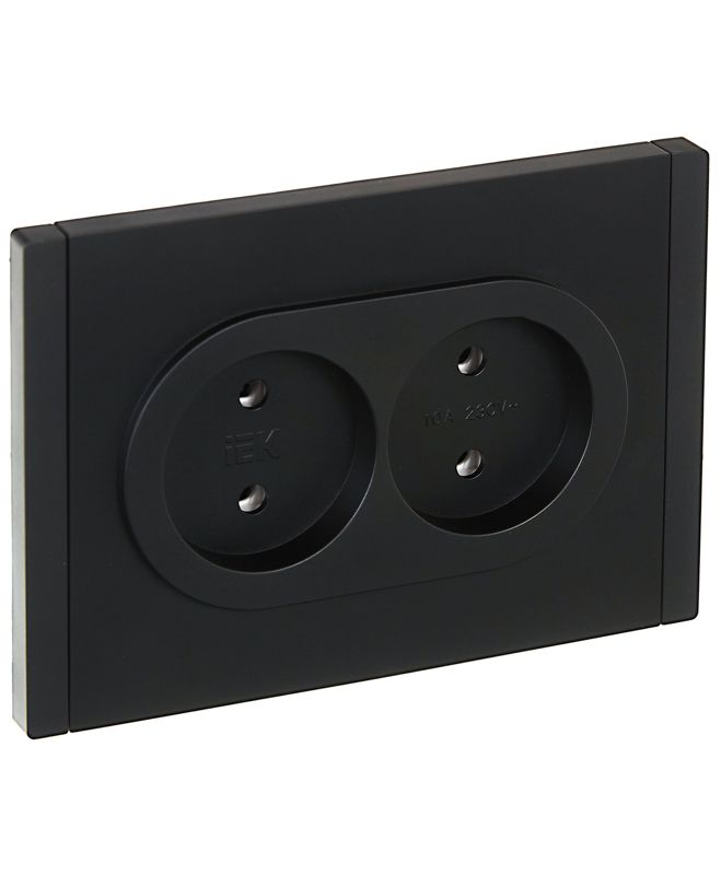 розетка 2-м сп forte&piano fp126 10а без заземл. без защ. шторок безвинт. крепл. черн. iek fp-r20-10-1-k02 от BTSprom.by