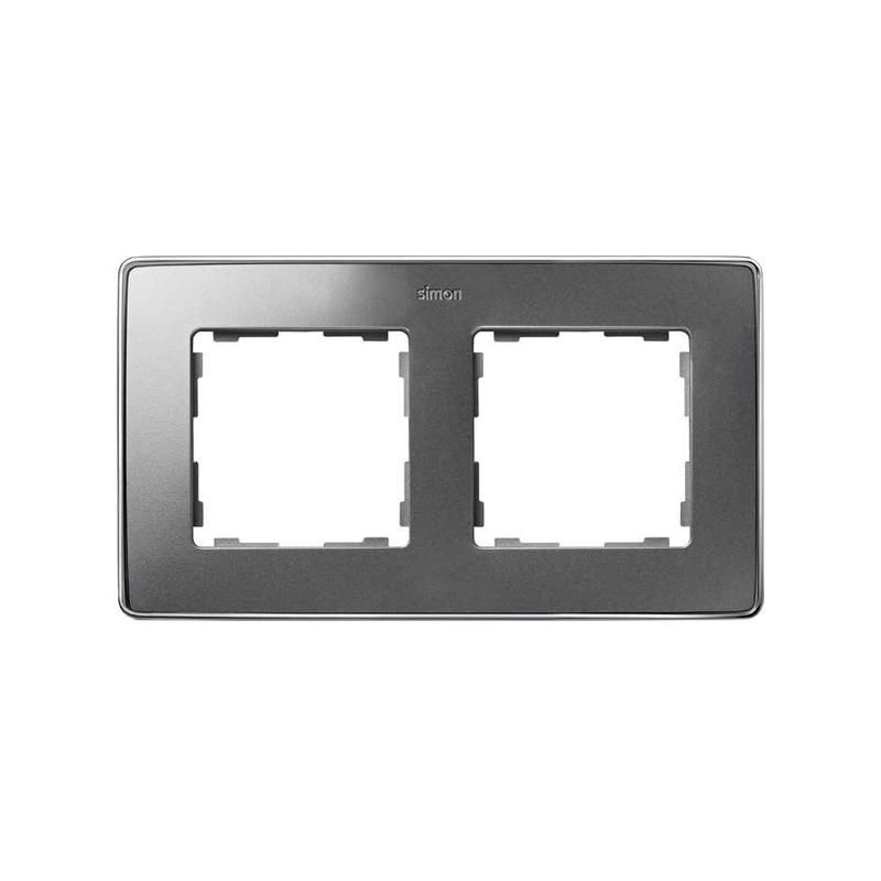 рамка 2-м simon82 detail холодный алюм.; основание хром simon 8201620-093 от BTSprom.by