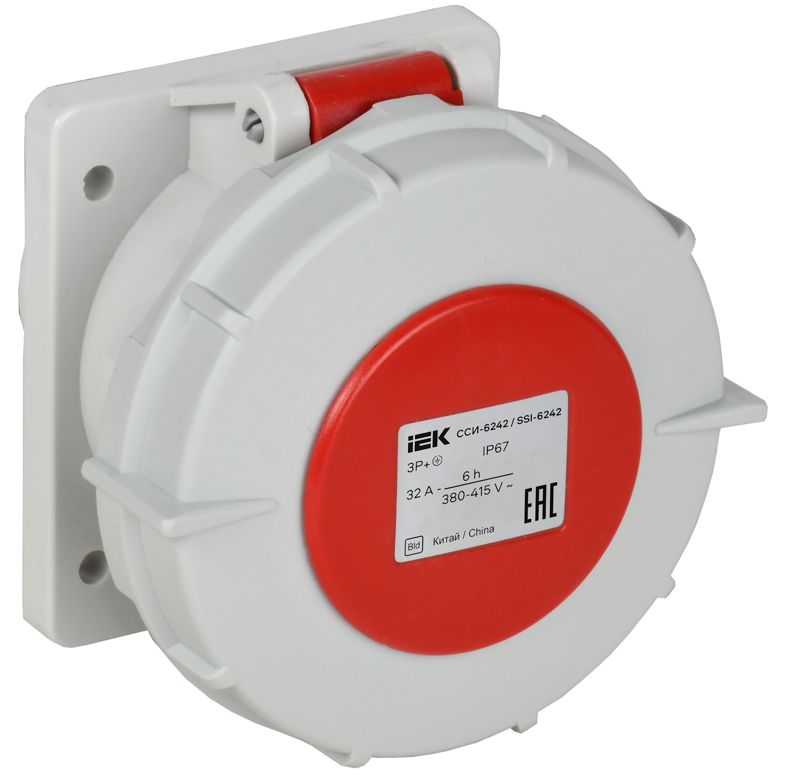 розетка встраиваемая прямая сси-6242 32а 4п 3p+pe 6ч 380в ip67 iek psr62-032-4-0-67 от BTSprom.by