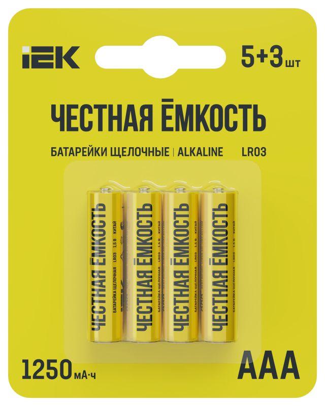 элемент питания алкалиновый lr03/aaa промо (блист.5+3шт) iek abt-lr03-op-l05-03 от BTSprom.by