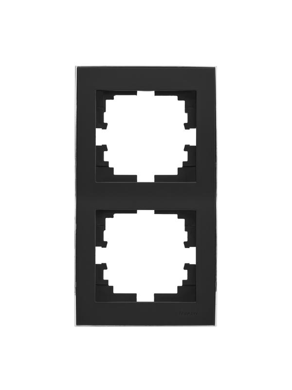 рамка 2-м rain вертикал. черн. бархат + хром. lezard 703-4225-152 от BTSprom.by