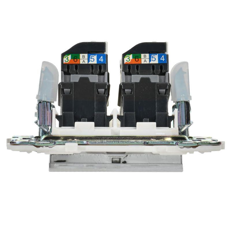  Розетка компьютерная двойн. RJ45 кат.5E SKANDY SK-K03N никель IEK SK-K20-1-K50 фото в каталоге от BTSprom.by