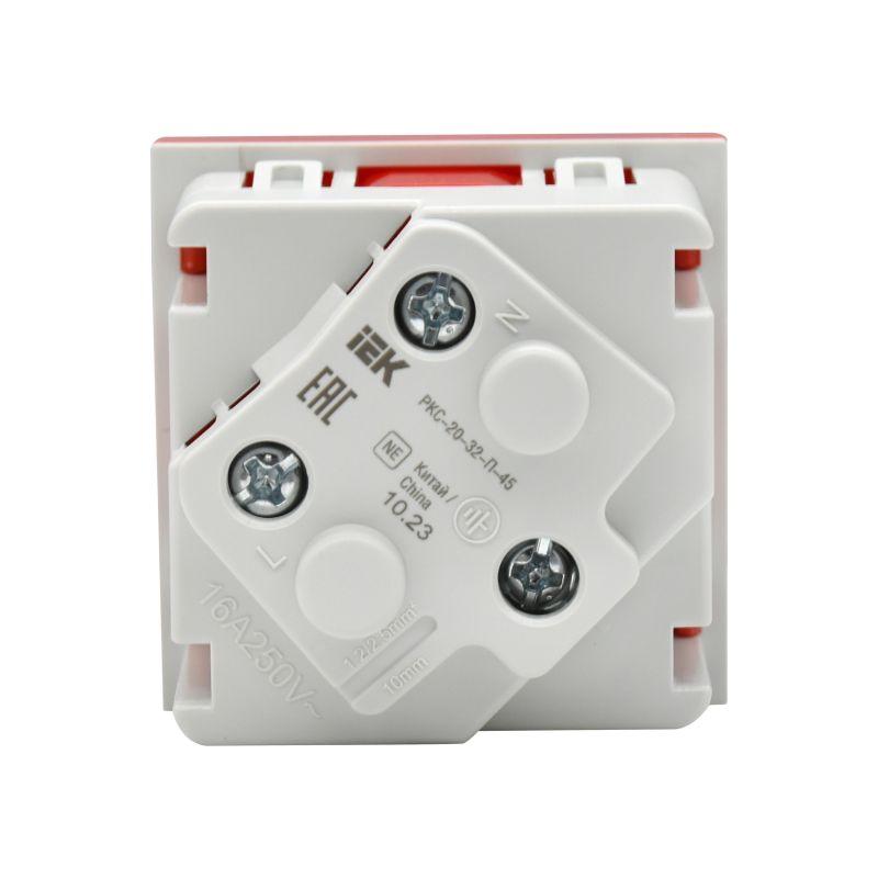  Розетка PRIMER 45град. с заземл. защ. шторки винт. зажим РКС-20-32-П-45 красн. IEK PR-KK40D-RSZH-2-2-45-K04 фото в каталоге от BTSprom.by