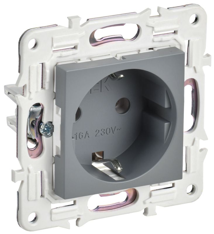 розетка skandy 16а с заземл. без защ. шторок sk-r05gr сер. iek sk-r11-16-k03 от BTSprom.by