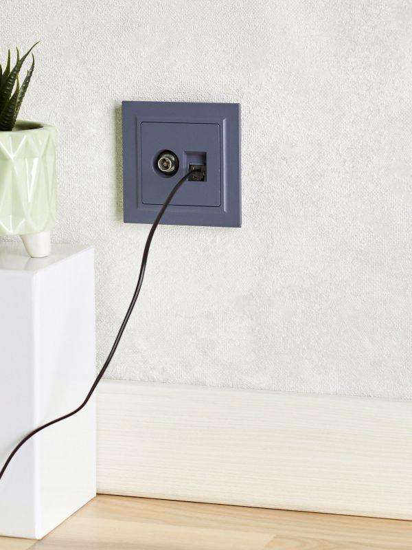  Розетка компьютерная + телевизионная 2-м BRITE РТВ/РК12-БрМ RJ45 кат.5E + TV механизм маренго IEK BR-AK20-1-K35 фото в каталоге от BTSprom.by