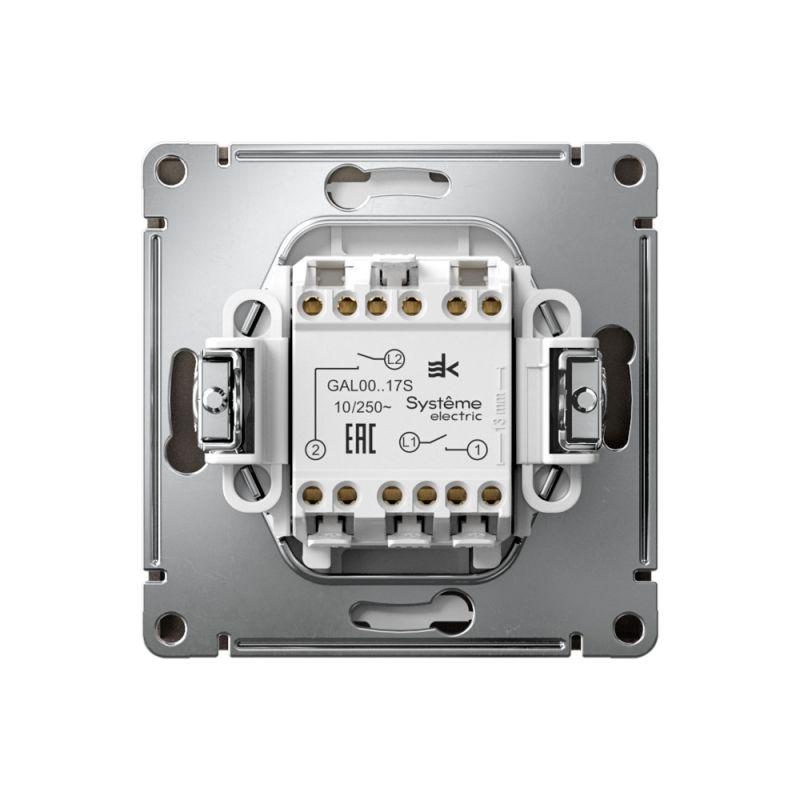  Выключатель кнопочный 2-кл. ArtGallery 10AX быстрозажим. клем. механизм мокко SE GAL000617S фото в каталоге от BTSprom.by