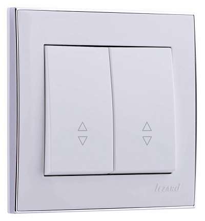 переключатель проходной 2-кл. сп rain 10а ip20 с хром. боковой вставкой бел. lezard 703-0225-106 от BTSprom.by