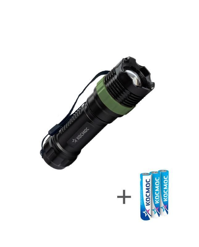 фонарь ручной 1вт led zoom-линза 3xaaa (r03) корпус abs-пластик ремешок ручной космос koc121b от BTSprom.by