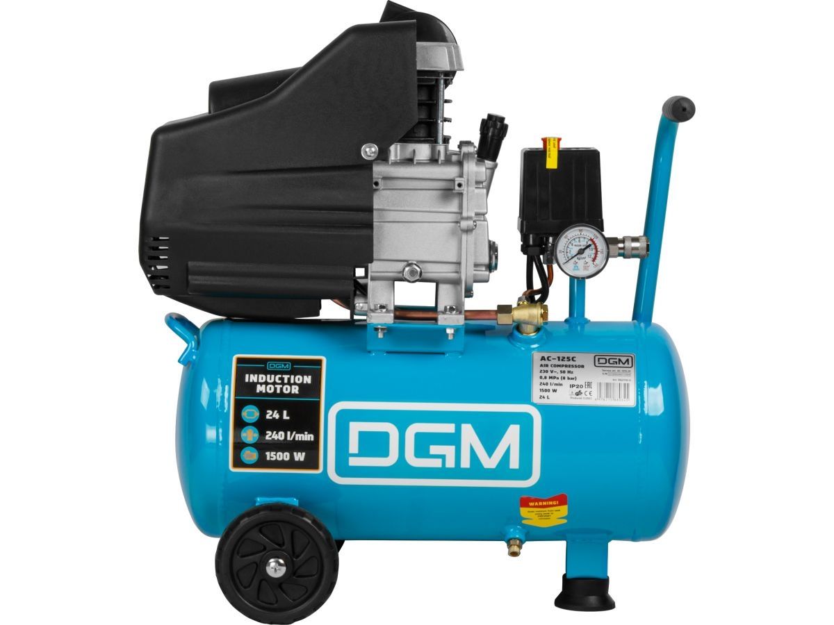  Компрессор DGM AC-125C коаксиальный (240 л/мин, 8 атм, коаксиальный, масляный, ресив. 24 л, 230 В, 1.5 кВт) DG2720-0 фото в каталоге от BTSprom.by