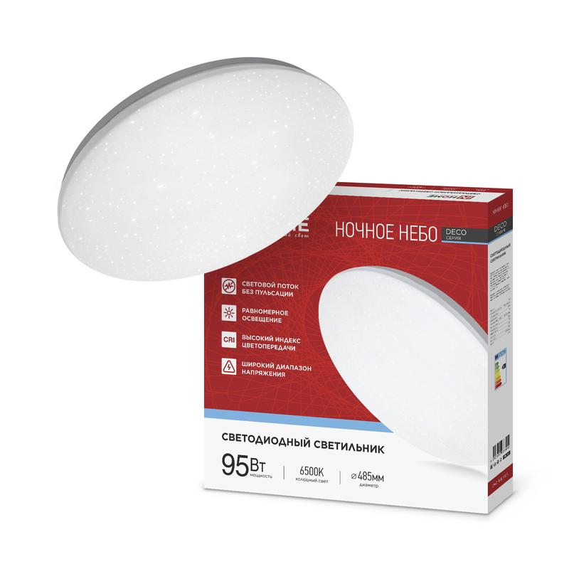 светильник светодиодный deco ночное небо 95вт 6500к 10000лм 230в 485х68мм in home 4690612063409 от BTSprom.by