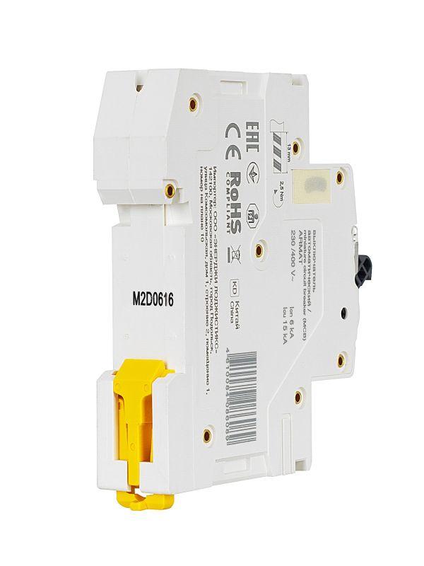  Выключатель автоматический модульный 1п D 6А M06N ARMAT IEK AR-M06N-1-D006 фото в каталоге от BTSprom.by