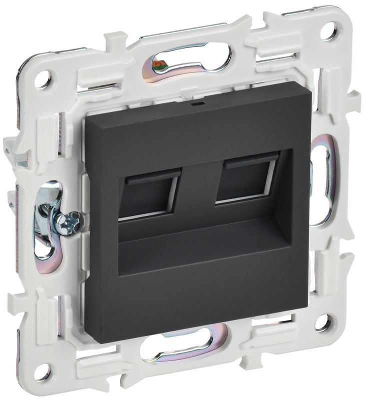 розетка компьютерная двойн. rj45 кат.5e skandy sk-k03g графит iek sk-k20-1-k53 от BTSprom.by