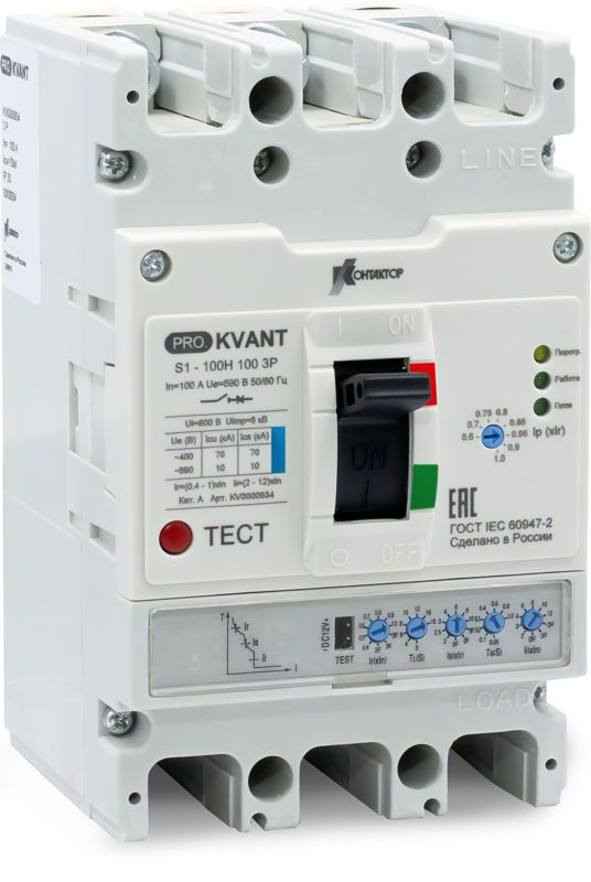 выключатель автоматический pro.kvant s1-100s 3p 100а 50ка в литом корпусе с электрон. расцеп. контактор kv0000932 от BTSprom.by