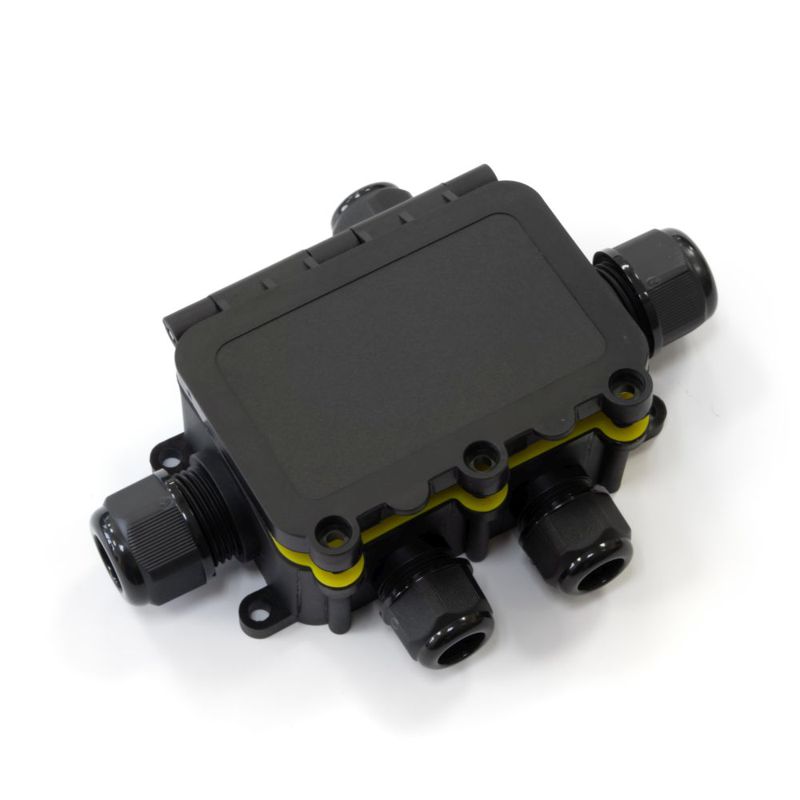 коробка распределительная оп 131х95х37 5-вводная ip68 па66 40а 450в d3.5-12мм с откидной крышкой черн. промрукав pr08.13154 от BTSprom.by