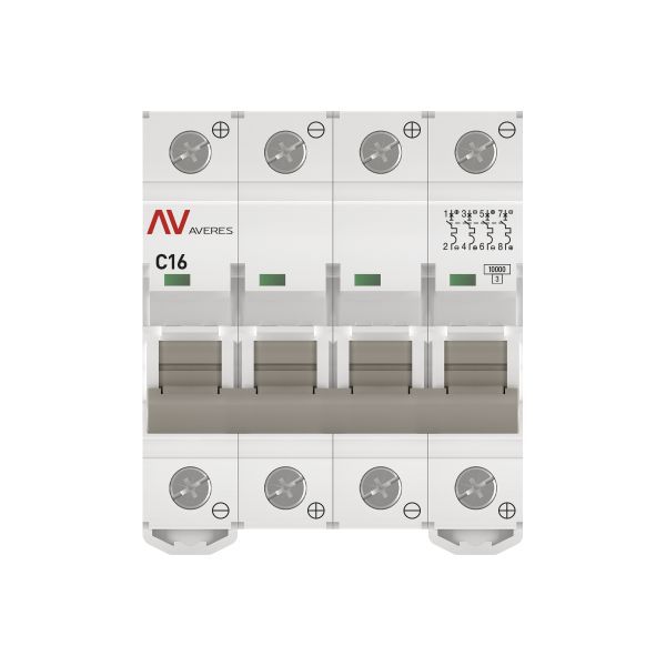  Выключатель автоматический 4п C 16А 10кА AV-10 DC AVERES EKF mcb10-DC-4-16C-av фото в каталоге от BTSprom.by