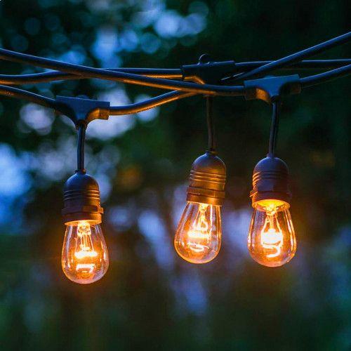 гирлянда светодиодная "белт лайт" 9.5м 20led тепл. бел. e27 ip65 220в на подвесах с лампами филамент дл. провода 60см каучук набор эра б0056018 от BTSprom.by