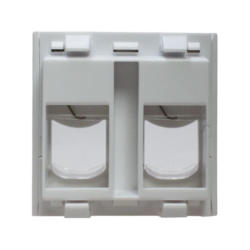  Панель лицевая 2 порта 45х45 Keystone шторки откидное маркиров. окно (DIY) SUPRLAN 10-0302-1 фото в каталоге от BTSprom.by