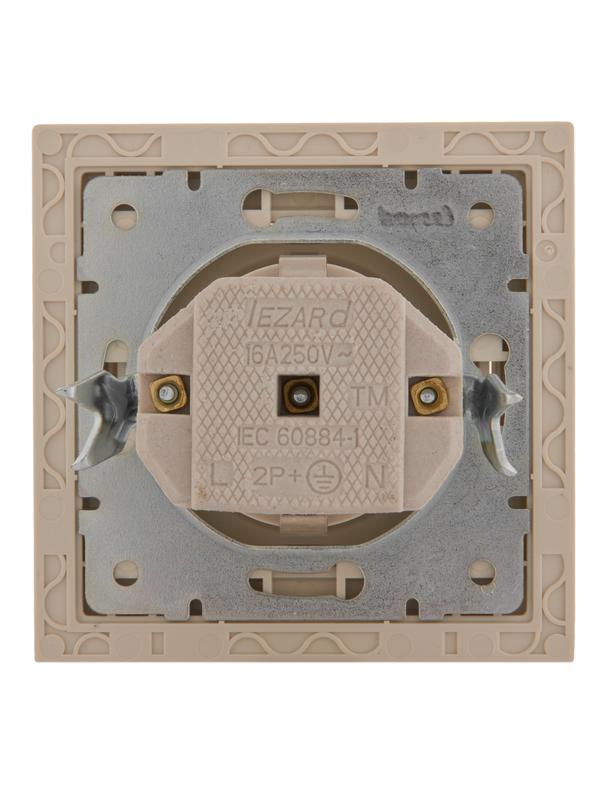  Розетка 1-м СП Rain с заземл. с защ. крышкой керамика крем. LEZARD 703-0303-123 фото в каталоге от BTSprom.by